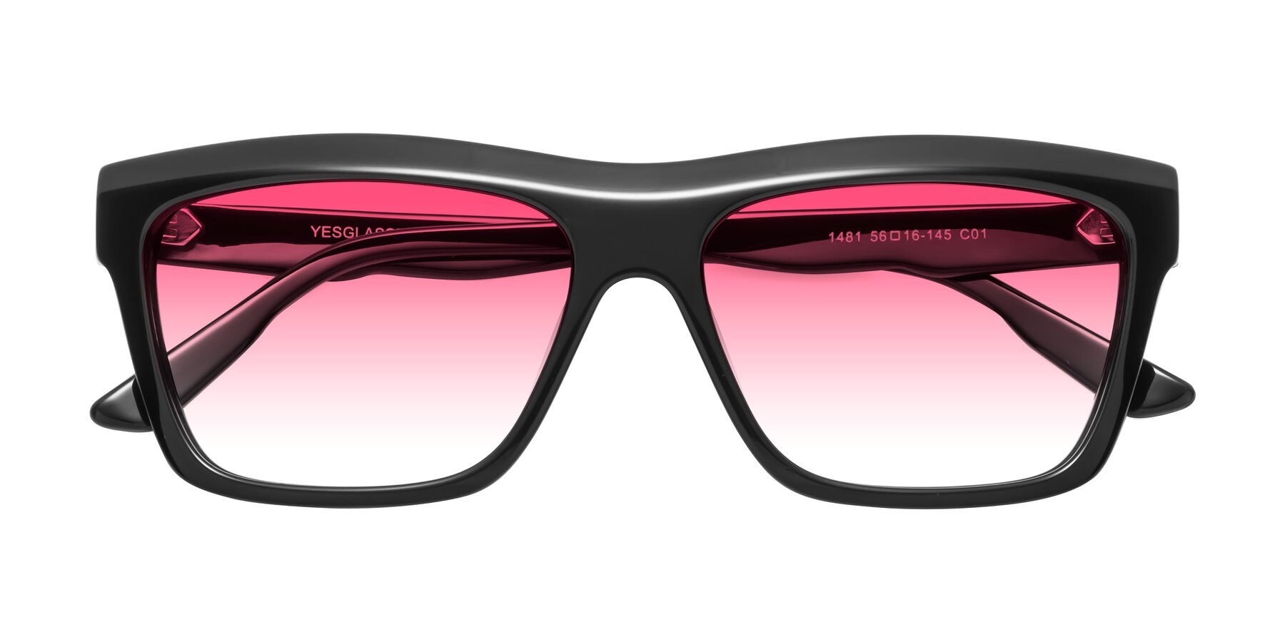 Folded Front of 1481 in Black with Pink Gradient Lenses