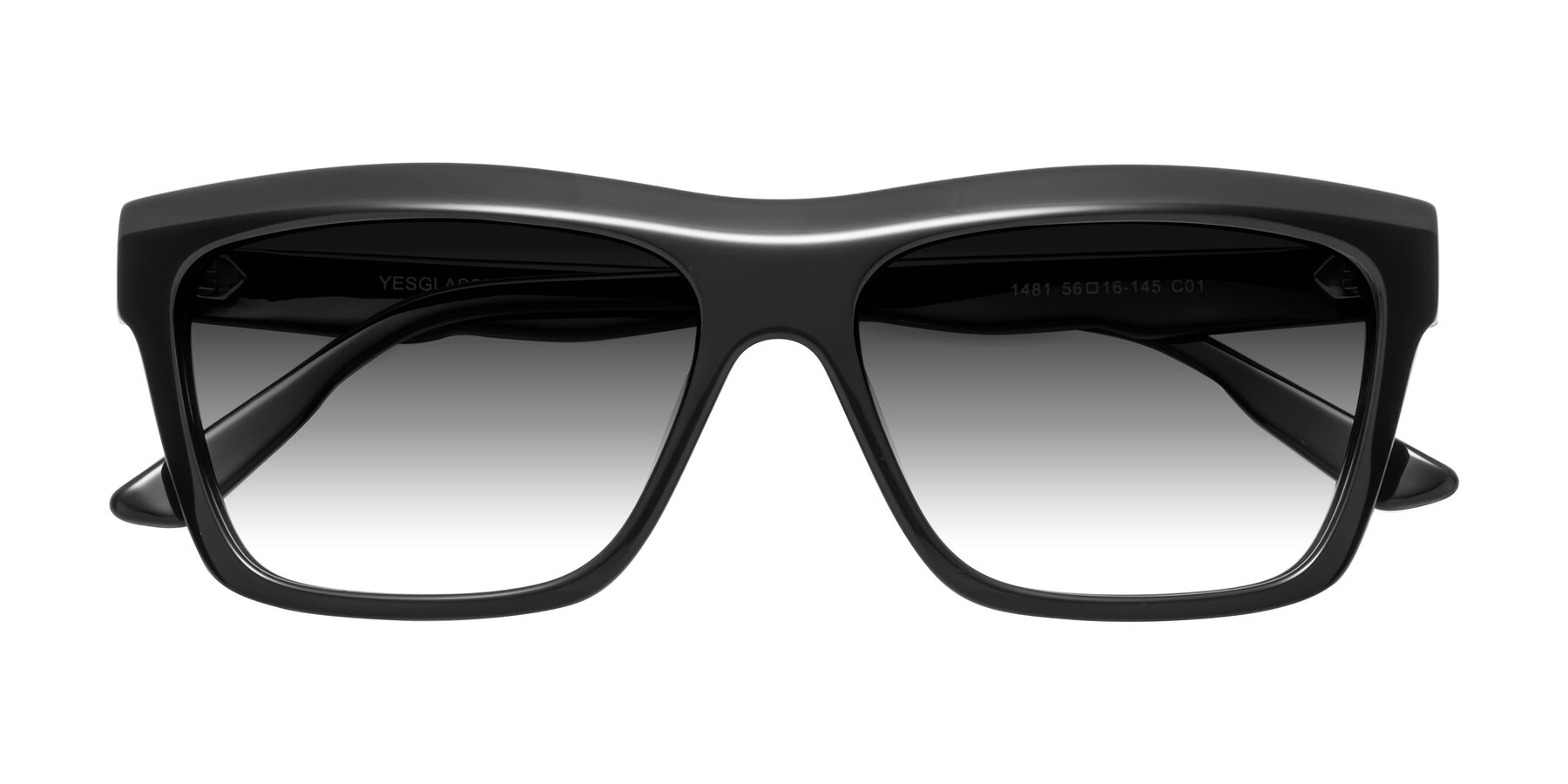 Folded Front of 1481 in Black with Gray Gradient Lenses