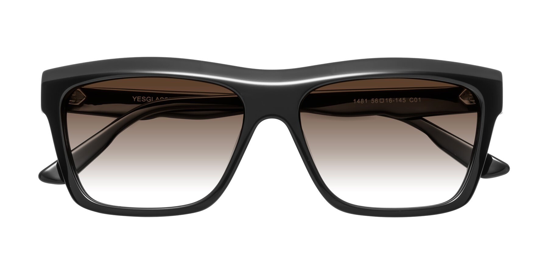 Folded Front of 1481 in Black with Brown Gradient Lenses