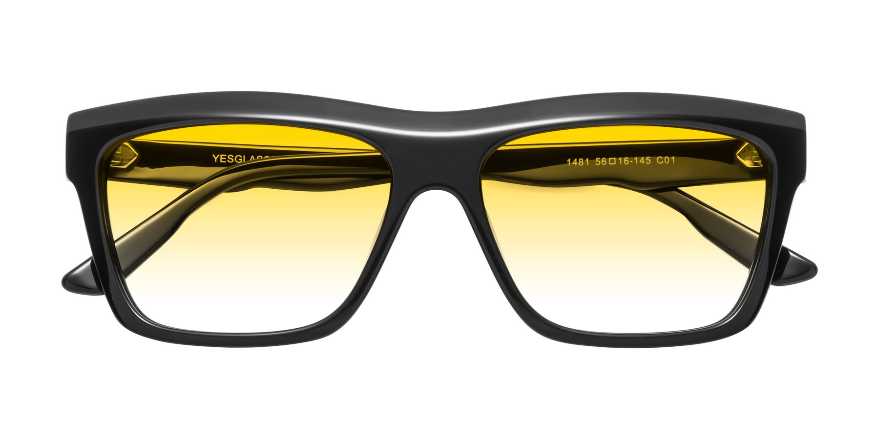 Folded Front of 1481 in Black with Yellow Gradient Lenses