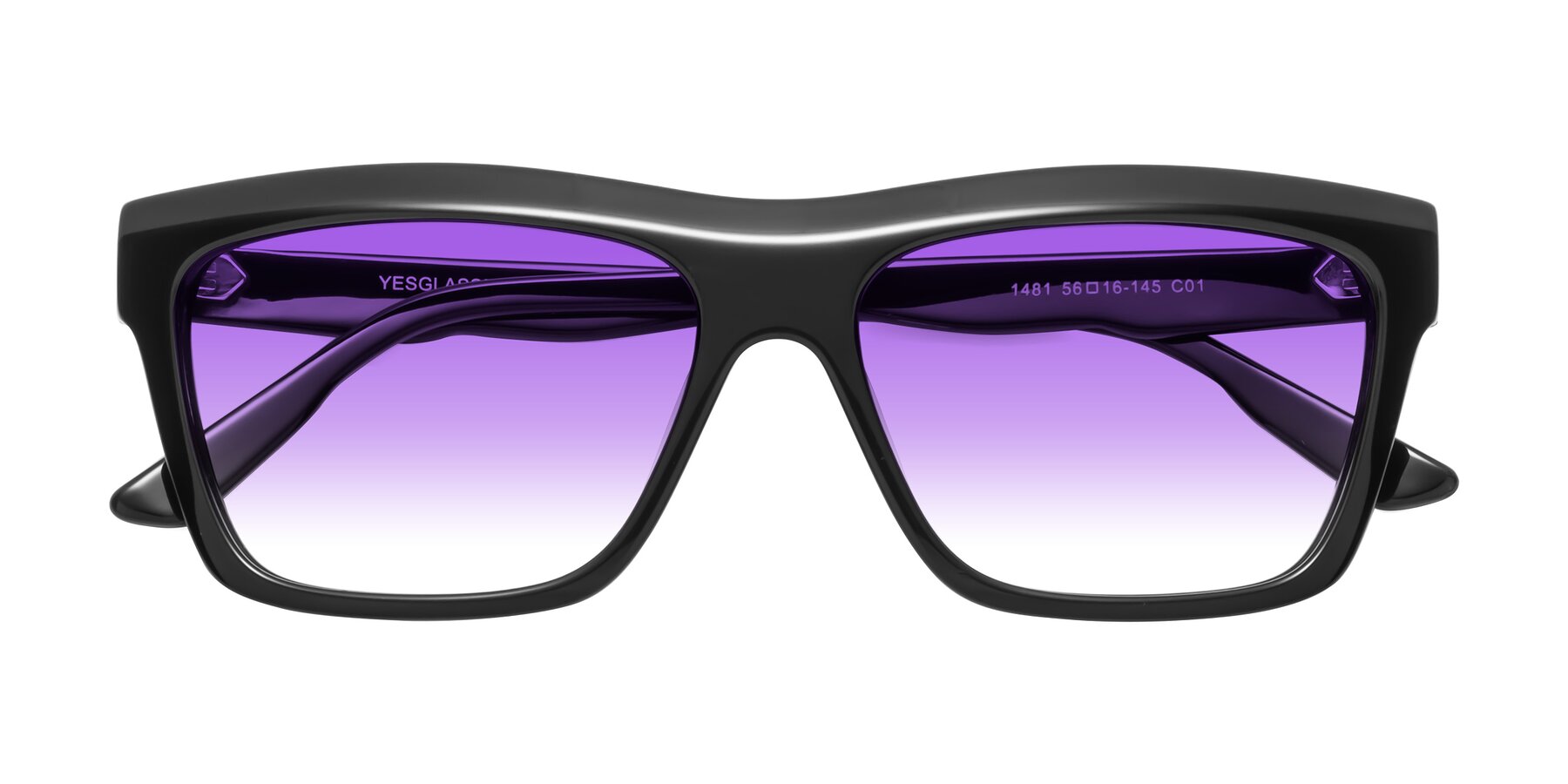 Folded Front of 1481 in Black with Purple Gradient Lenses