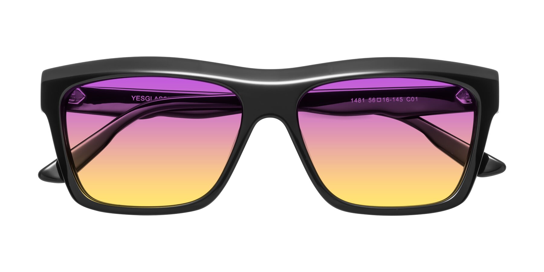 Folded Front of 1481 in Black with Purple / Yellow Gradient Lenses