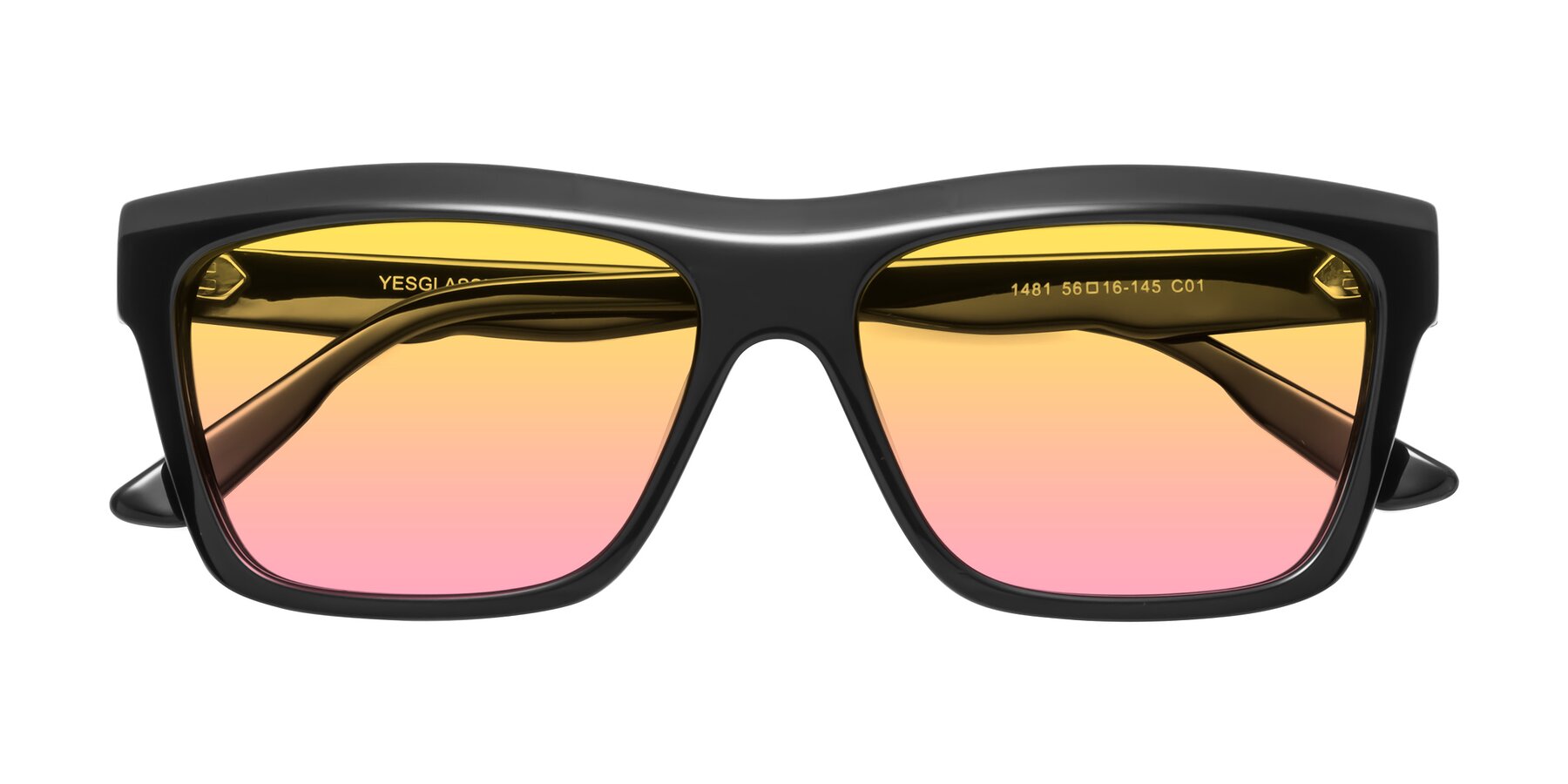 Folded Front of 1481 in Black with Yellow / Pink Gradient Lenses