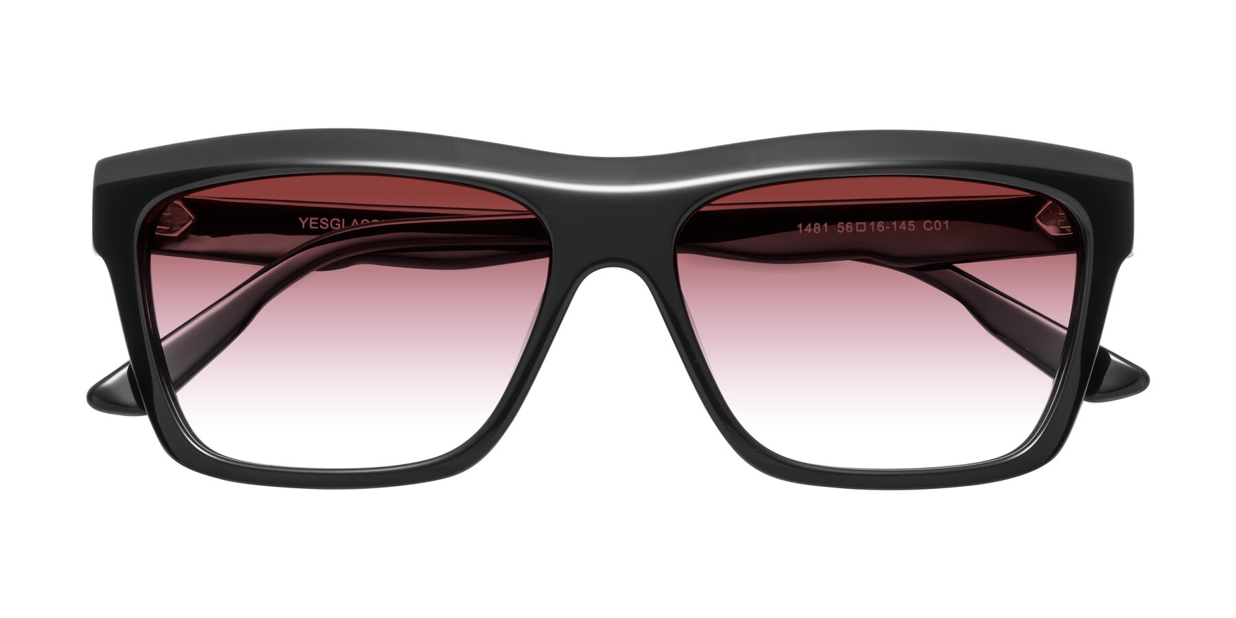 Folded Front of 1481 in Black with Garnet Gradient Lenses