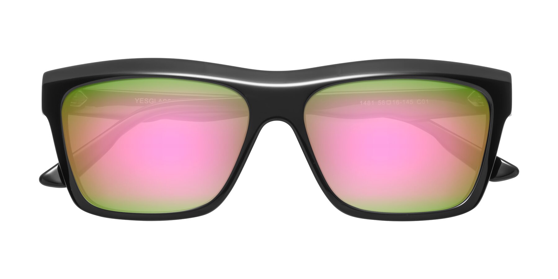 Folded Front of 1481 in Black with Pink Mirrored Lenses