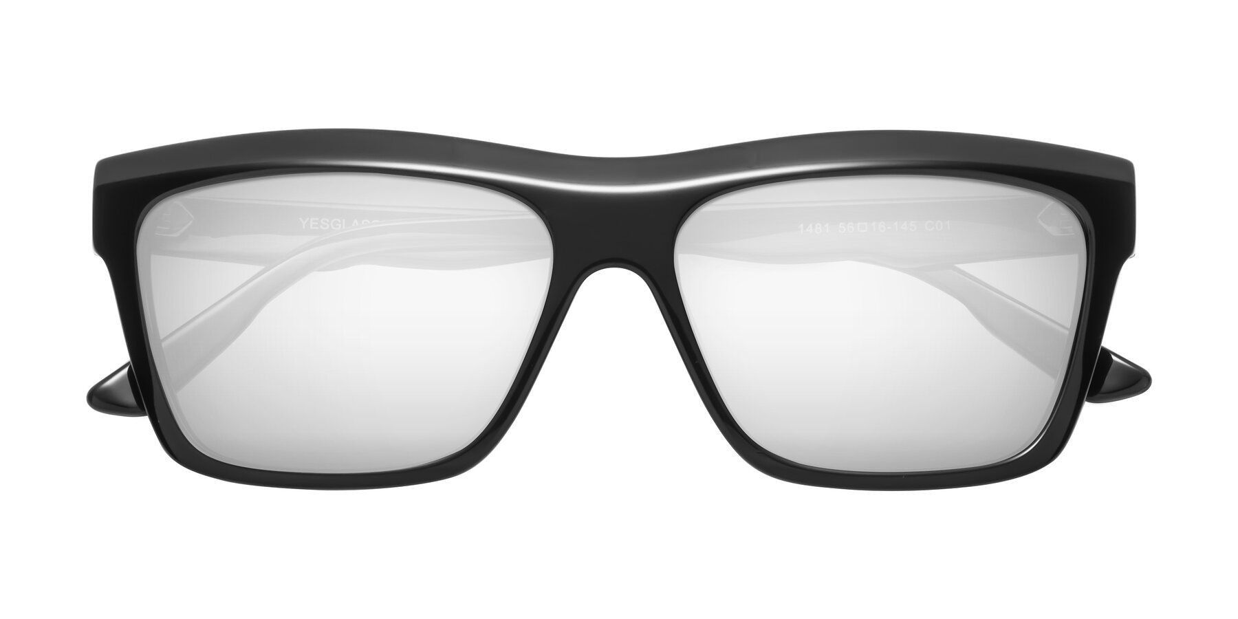 Folded Front of 1481 in Black with Silver Mirrored Lenses