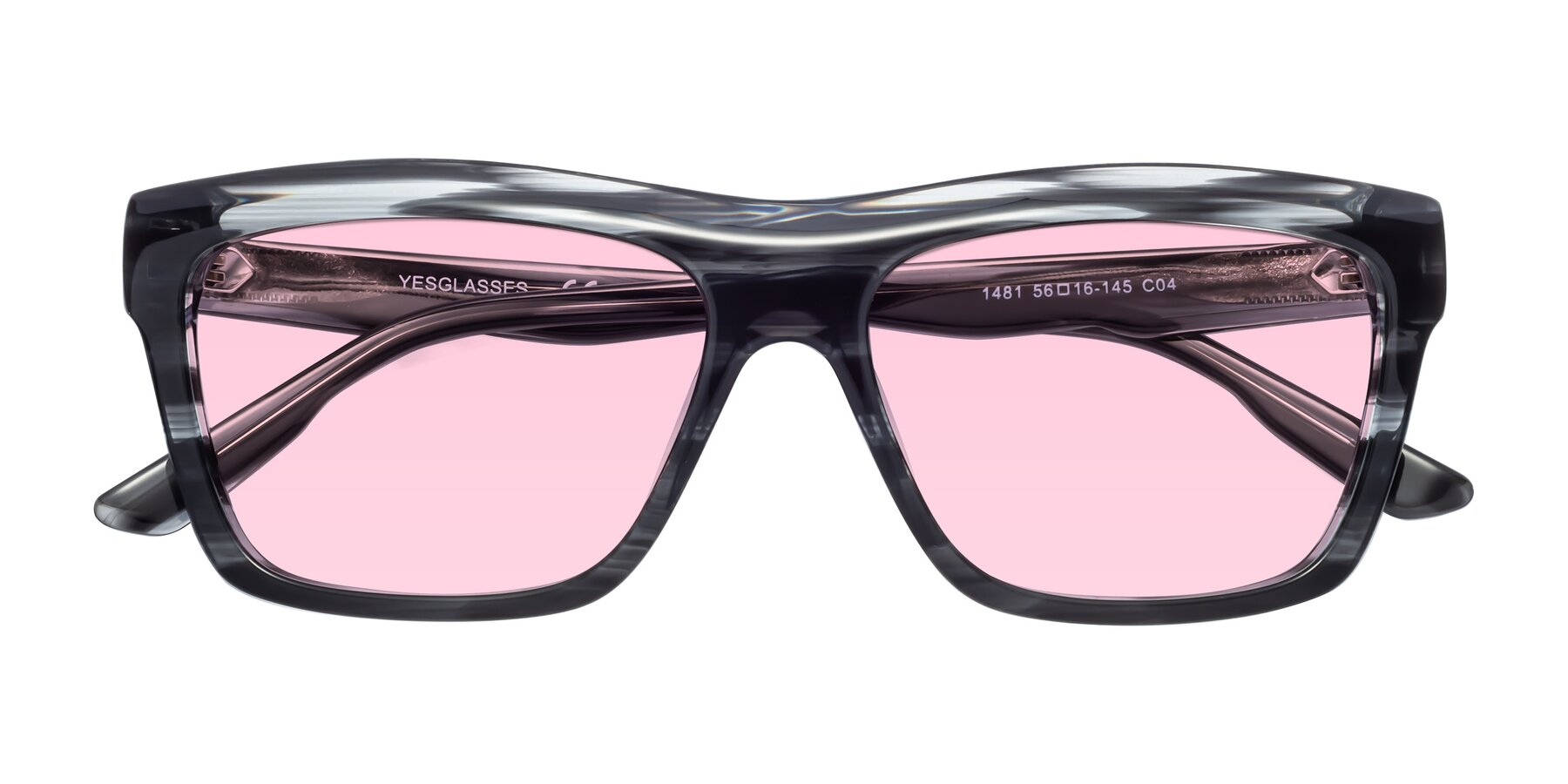 Folded Front of 1481 in Stripe with Light Pink Tinted Lenses