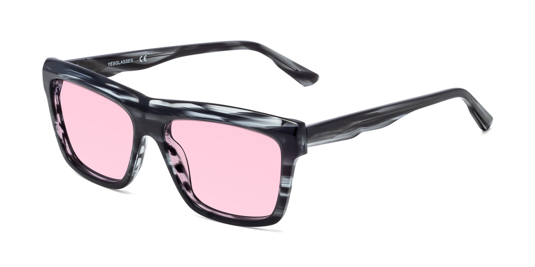 Angle of 1481 in Stripe with Light Pink Tinted Lenses