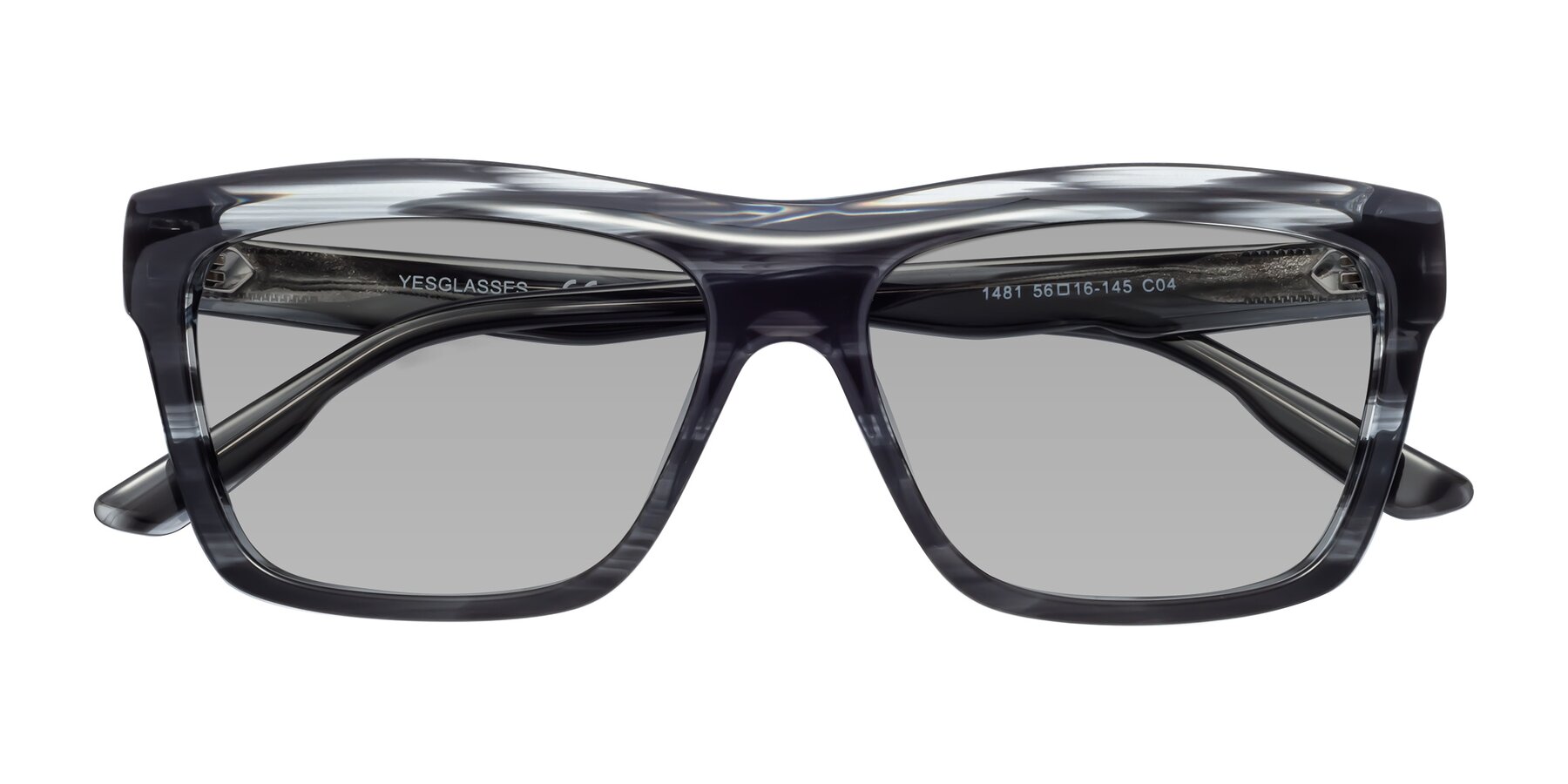 Folded Front of 1481 in Stripe with Light Gray Tinted Lenses