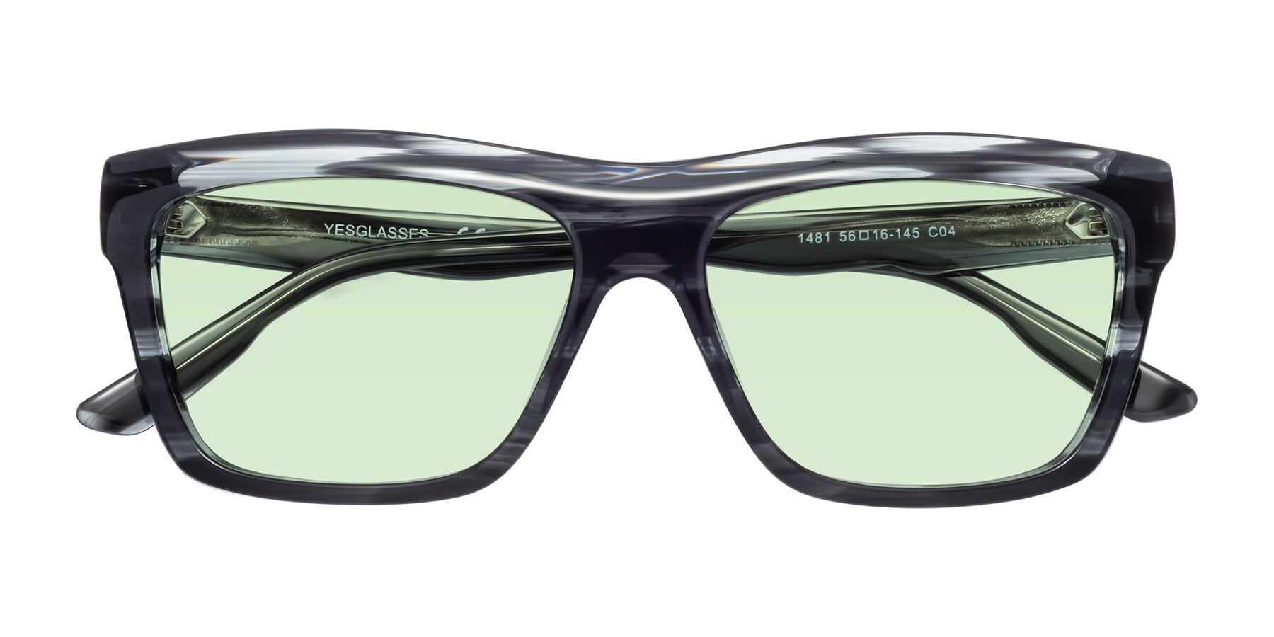 Folded Front of 1481 in Stripe with Light Green Tinted Lenses
