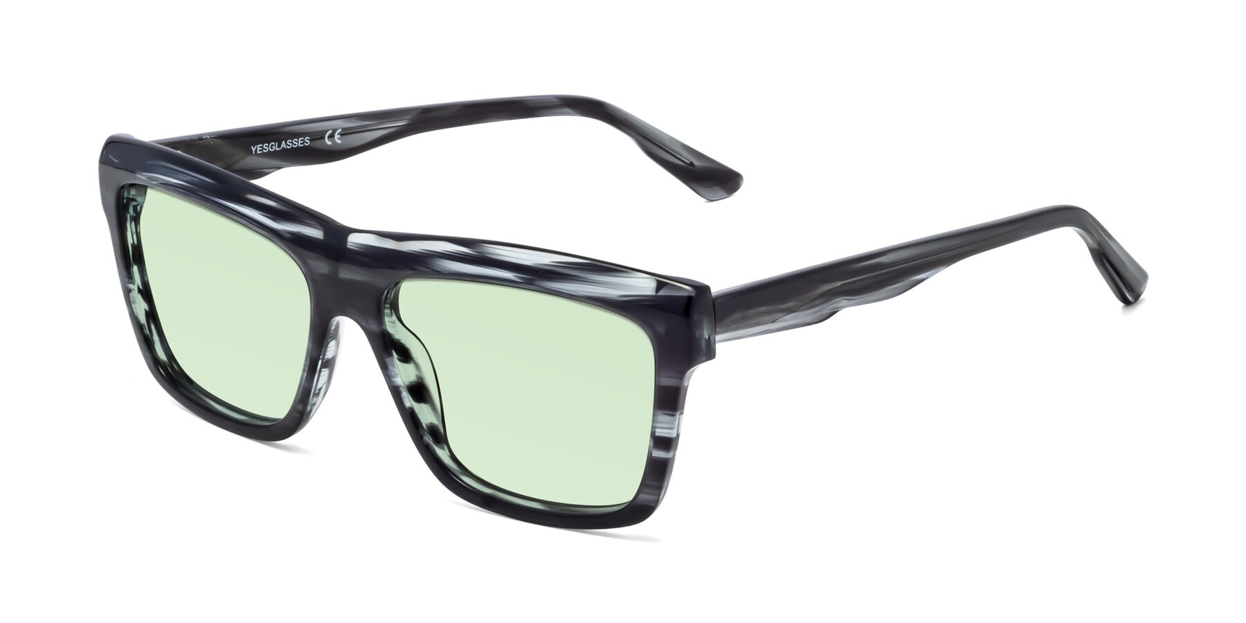 Angle of 1481 in Stripe with Light Green Tinted Lenses