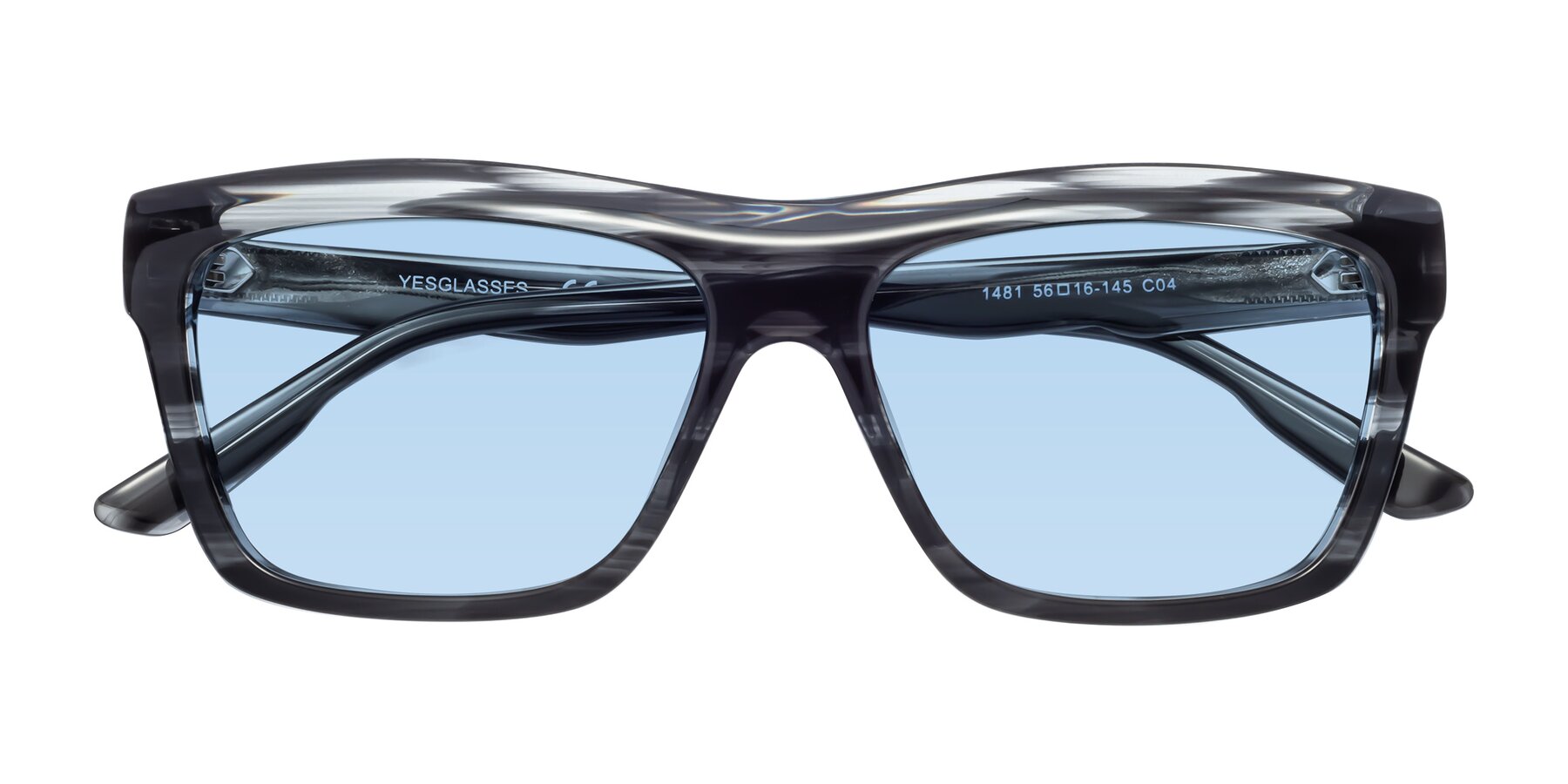 Folded Front of 1481 in Stripe with Light Blue Tinted Lenses