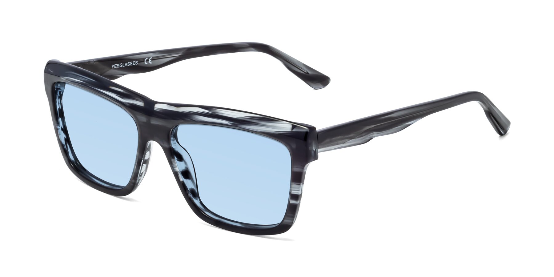Angle of 1481 in Stripe with Light Blue Tinted Lenses