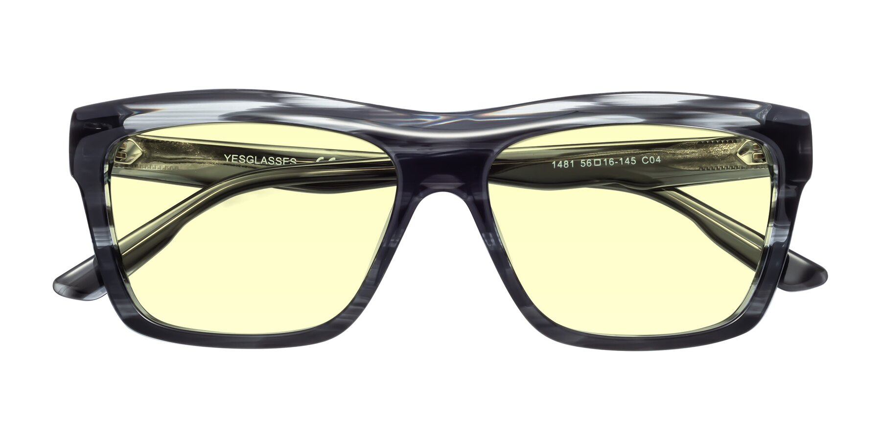 Folded Front of 1481 in Stripe with Light Yellow Tinted Lenses