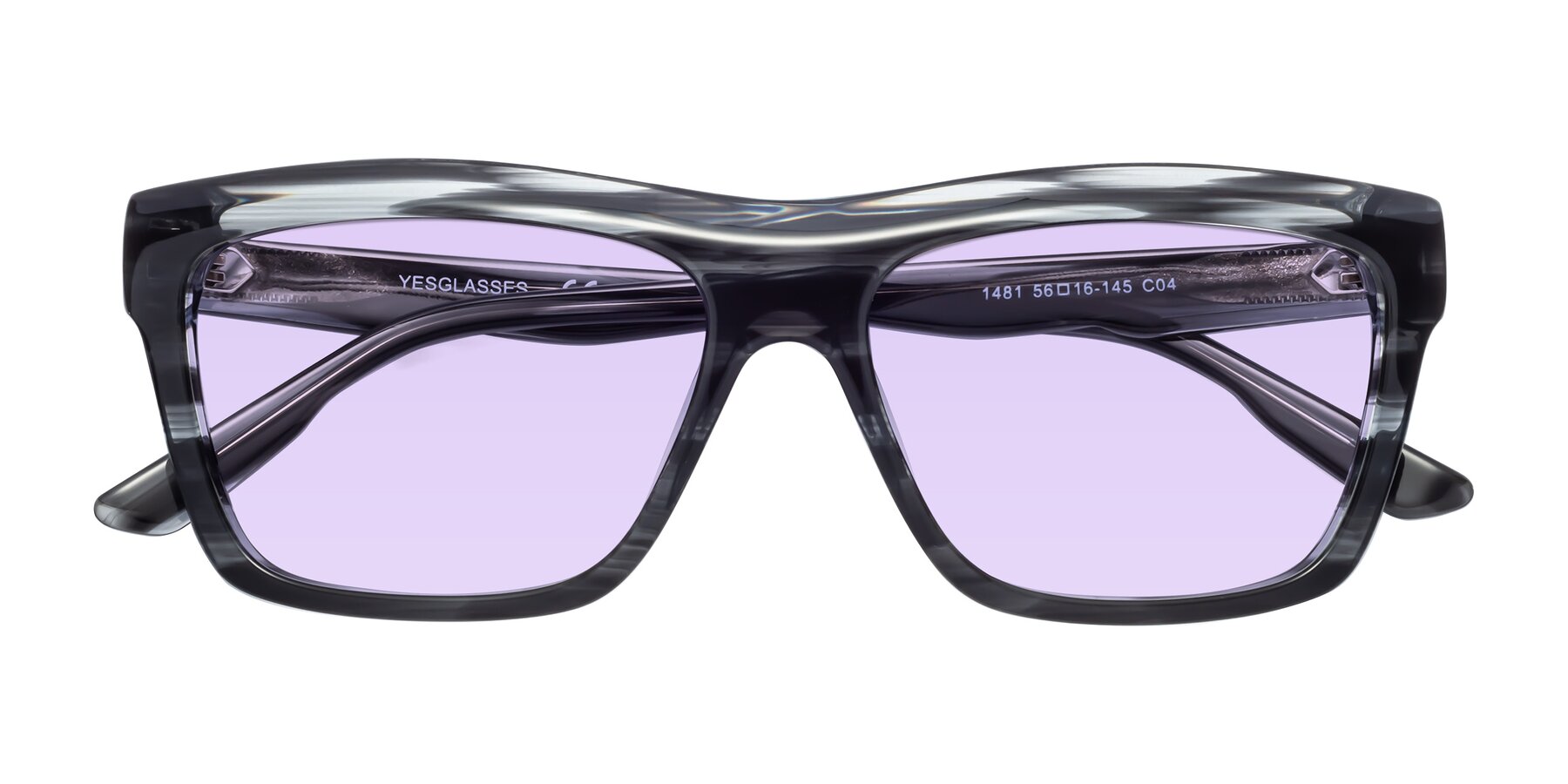 Folded Front of 1481 in Stripe with Light Purple Tinted Lenses
