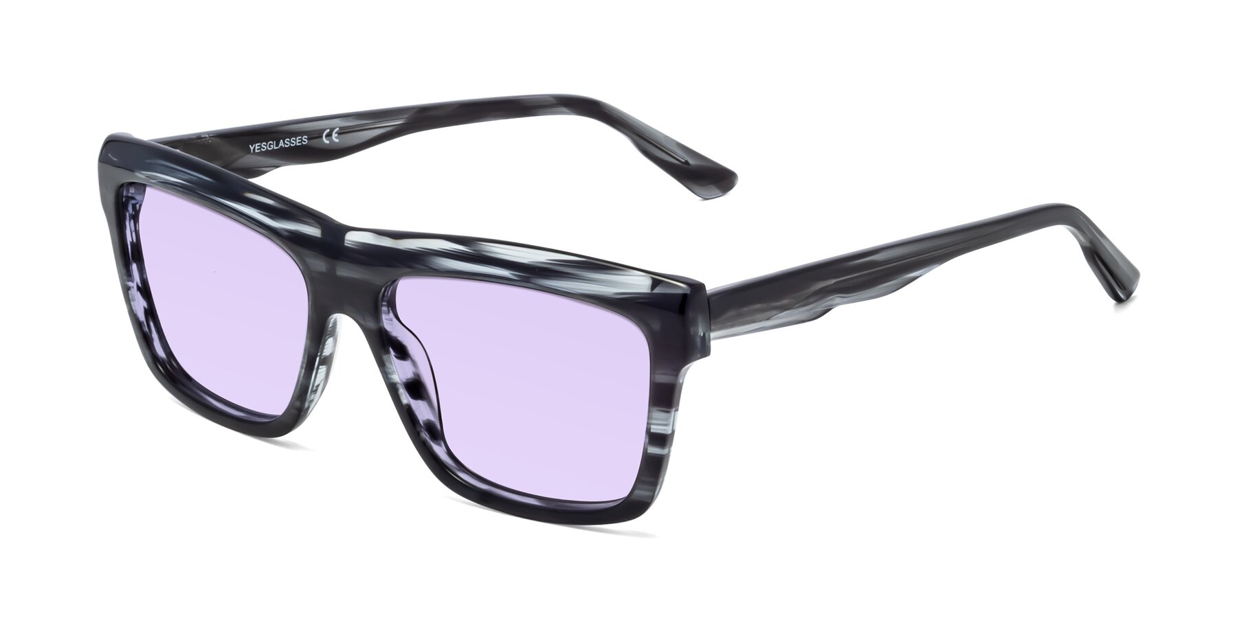 Angle of 1481 in Stripe with Light Purple Tinted Lenses