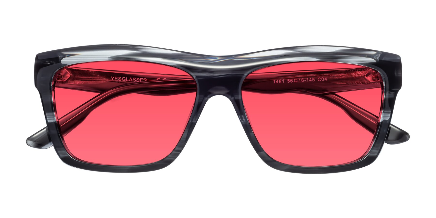 Folded Front of 1481 in Stripe with Red Tinted Lenses