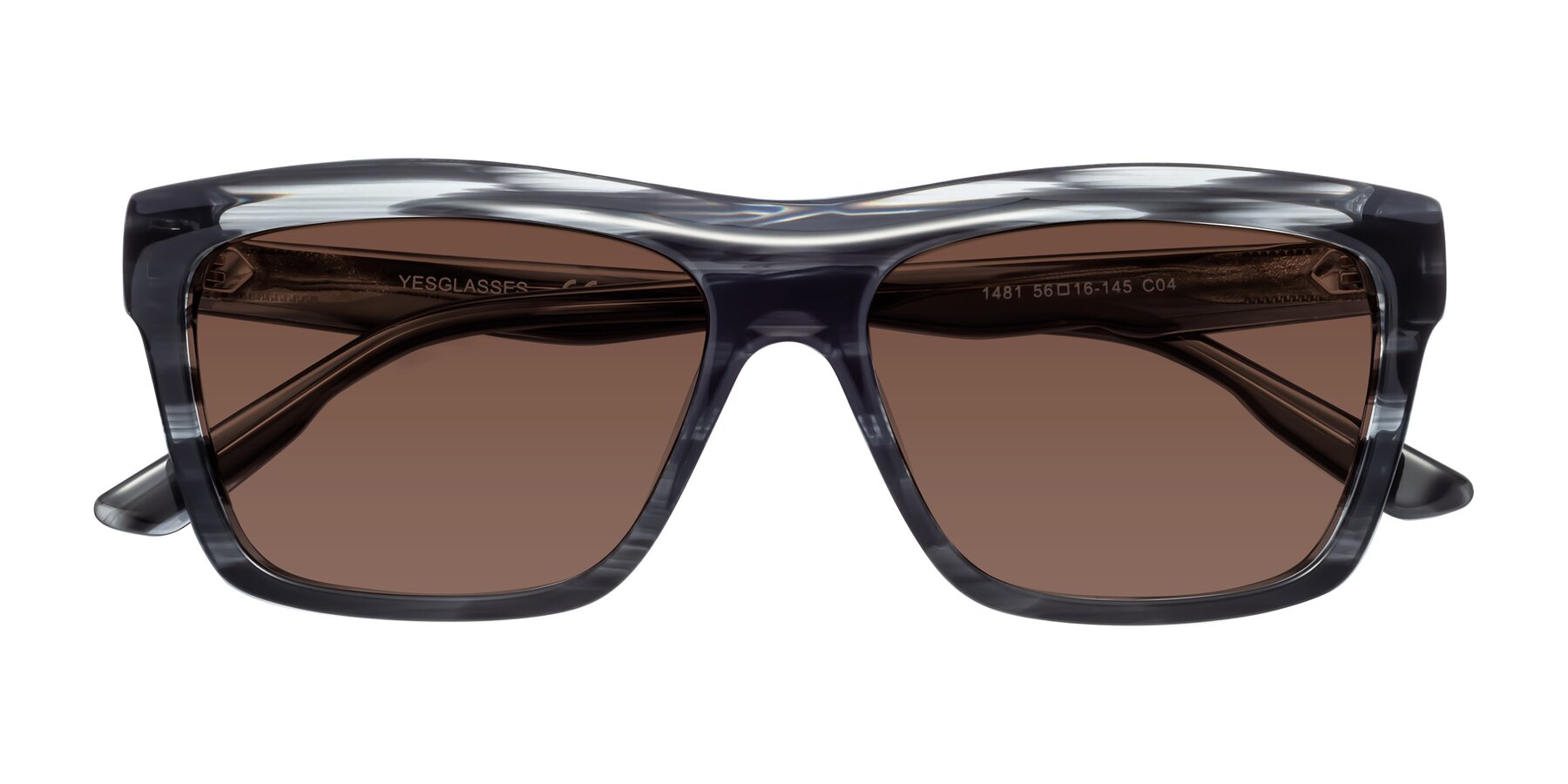 Folded Front of 1481 in Stripe with Brown Tinted Lenses