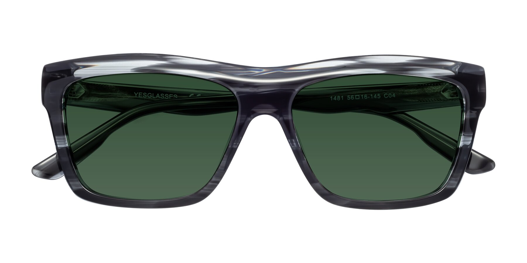 Folded Front of 1481 in Stripe with Green Tinted Lenses