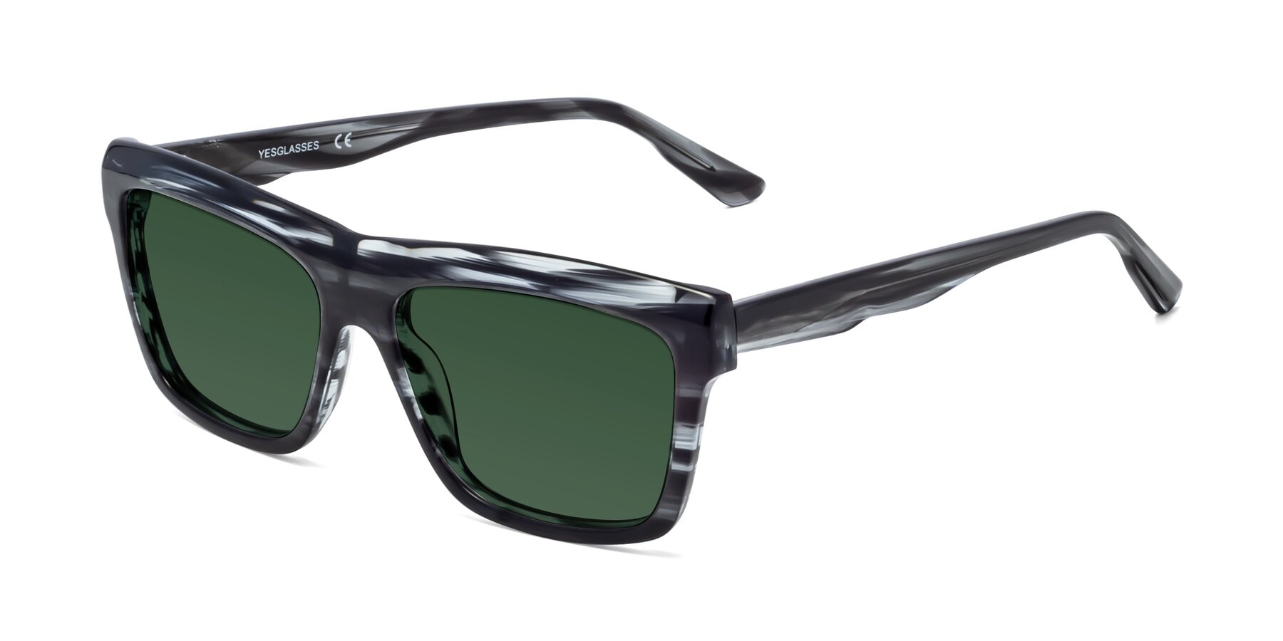 Angle of 1481 in Stripe with Green Tinted Lenses