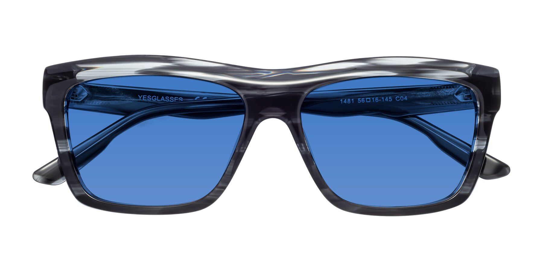 Folded Front of 1481 in Stripe with Blue Tinted Lenses