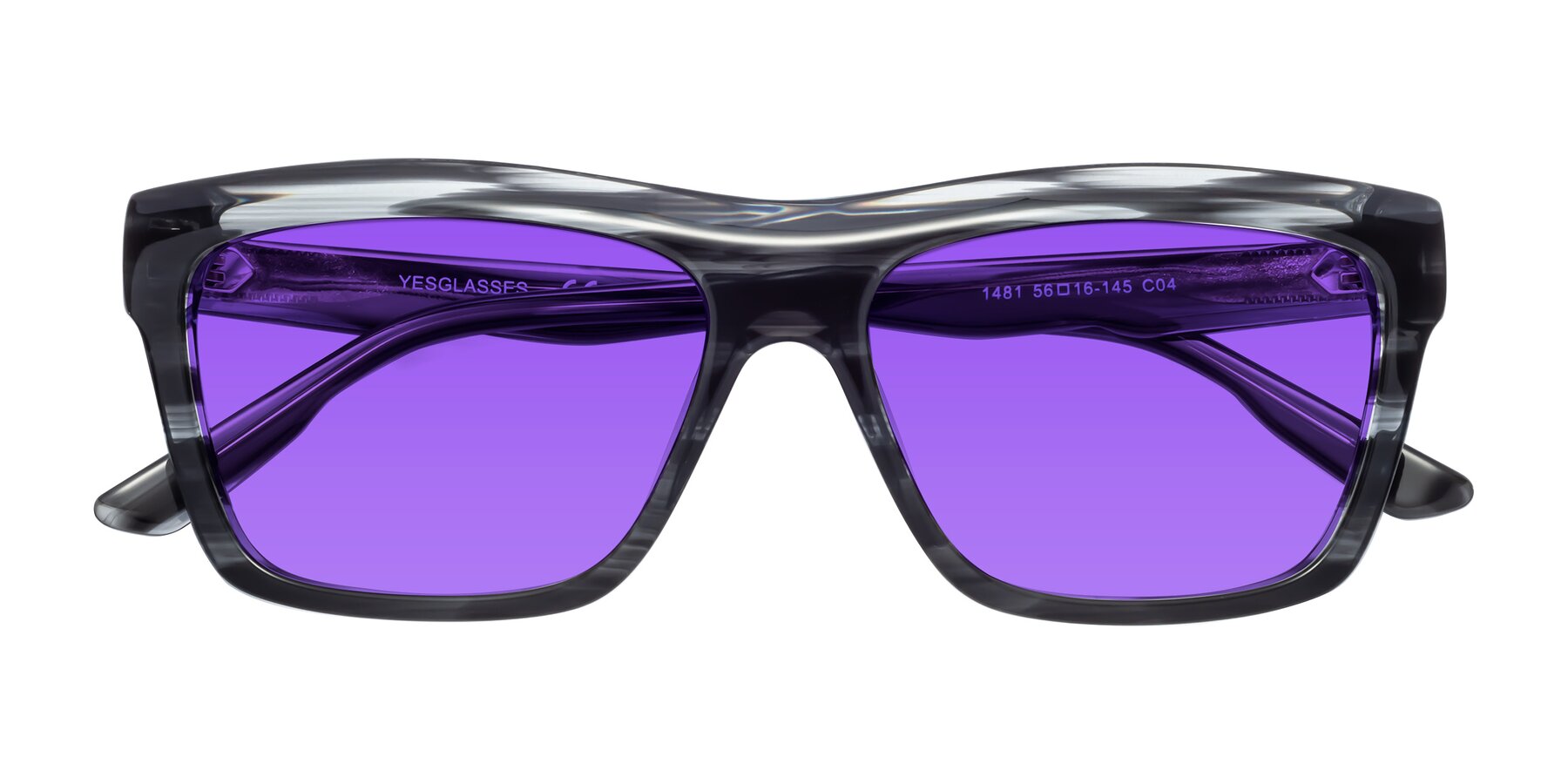 Folded Front of 1481 in Stripe with Purple Tinted Lenses