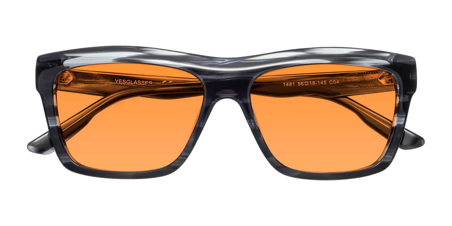 Folded Front of 1481 in Stripe with Orange Tinted Lenses