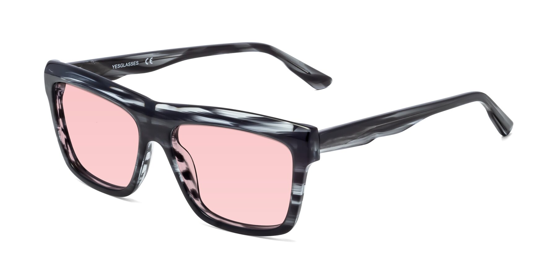 Angle of 1481 in Gray Striped with Light Garnet Tinted Lenses