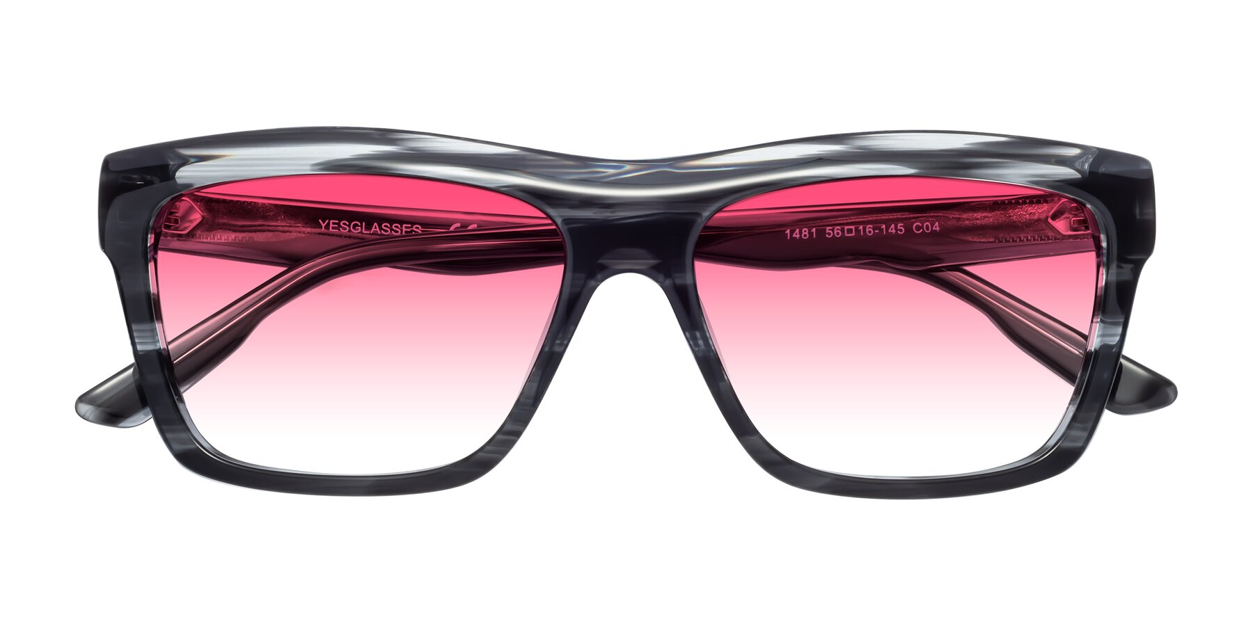 Folded Front of 1481 in Stripe with Pink Gradient Lenses