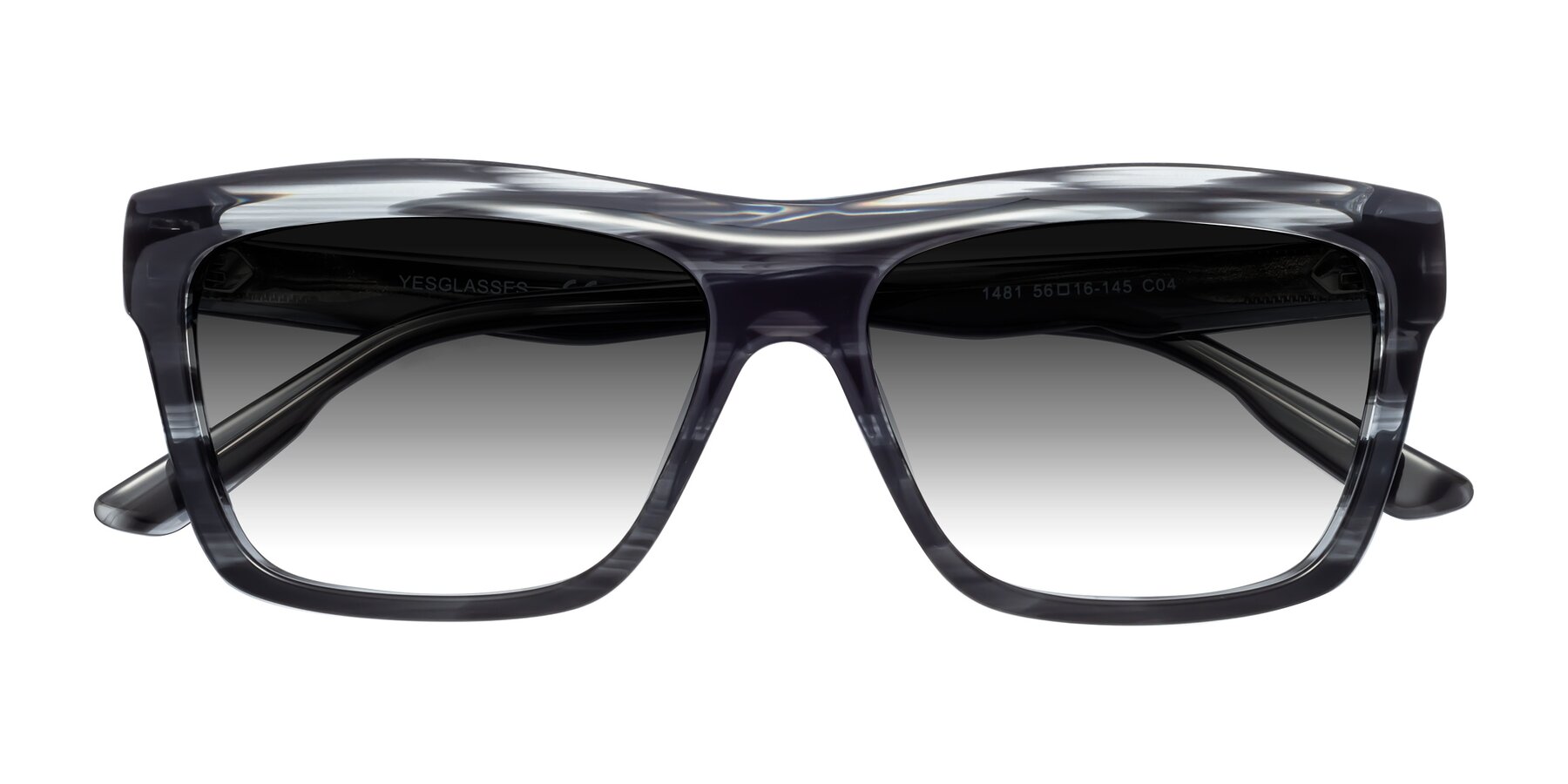 Stripe Gray Hipster Acetate Square Eyeglasses - 1481