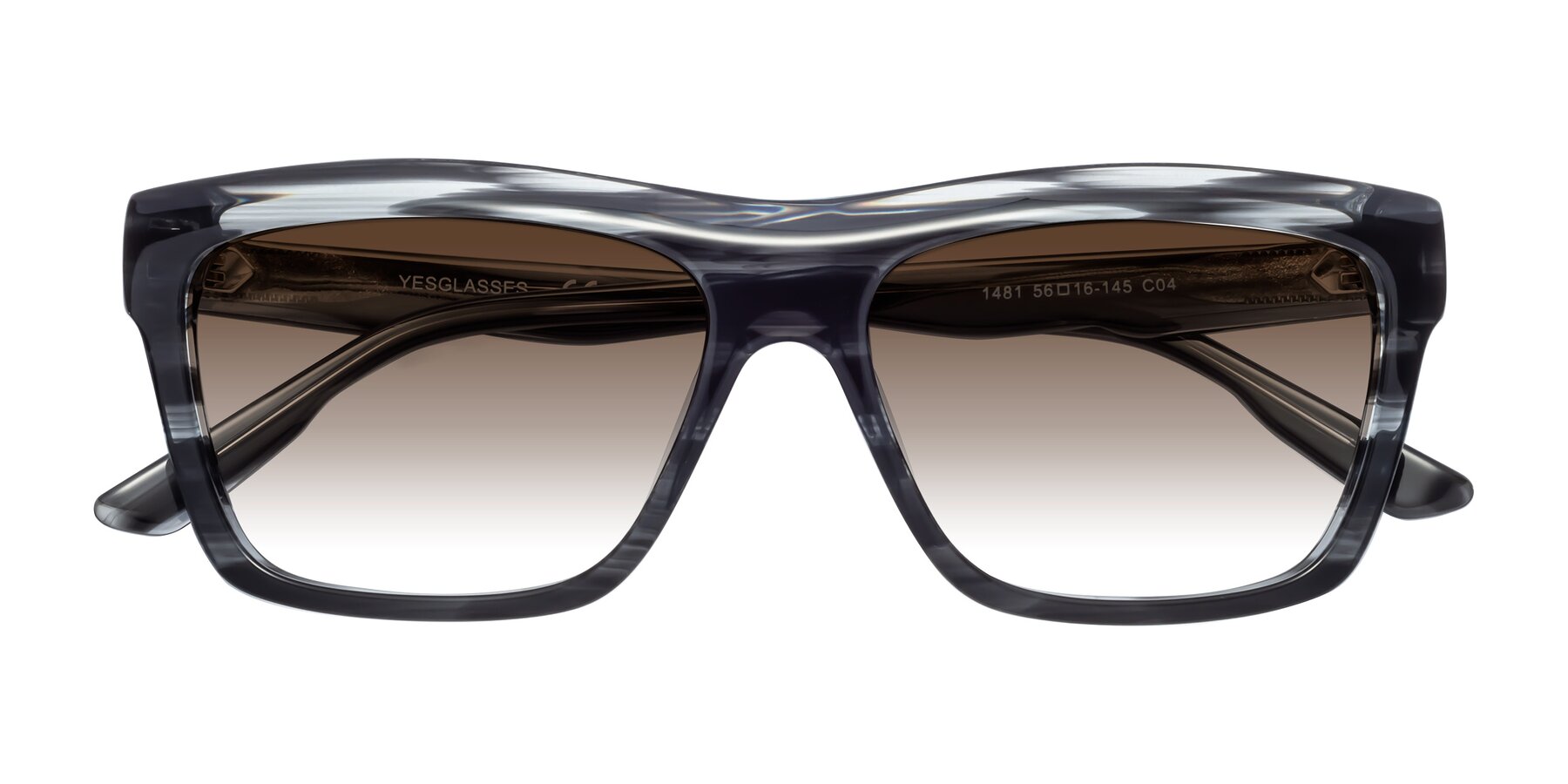 Folded Front of 1481 in Stripe with Brown Gradient Lenses