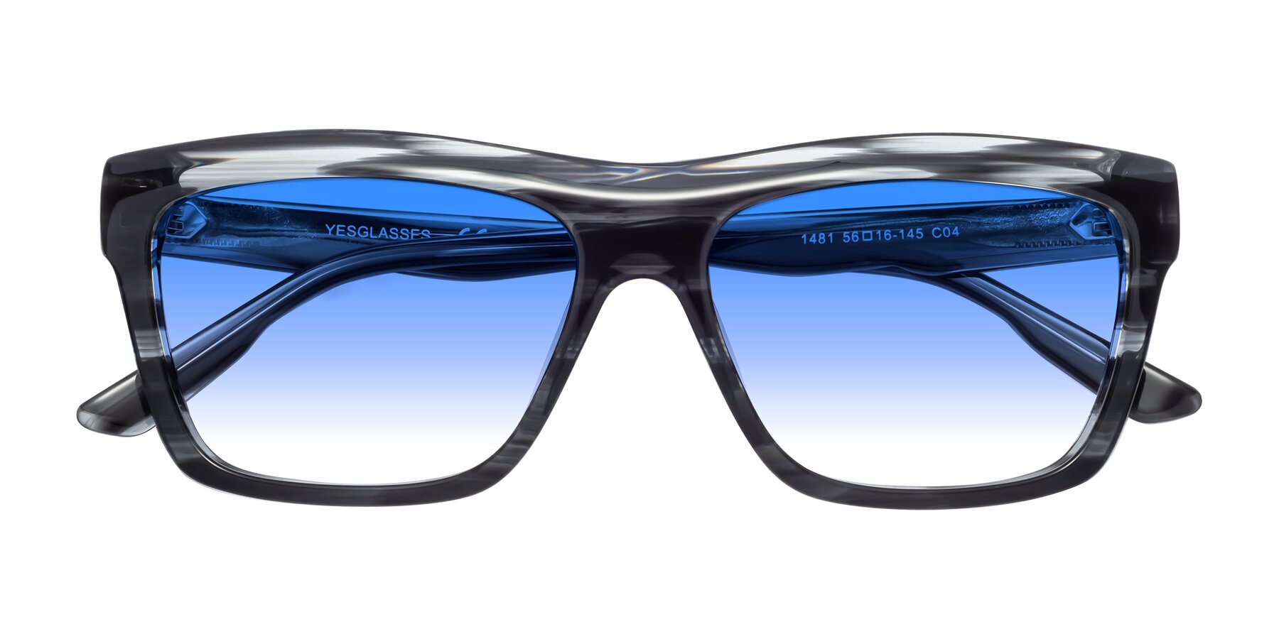 Folded Front of 1481 in Stripe with Blue Gradient Lenses