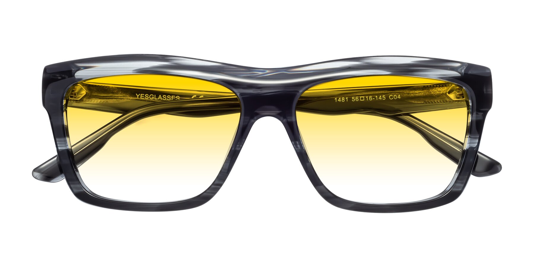 Folded Front of 1481 in Gray Striped with Yellow Gradient Lenses