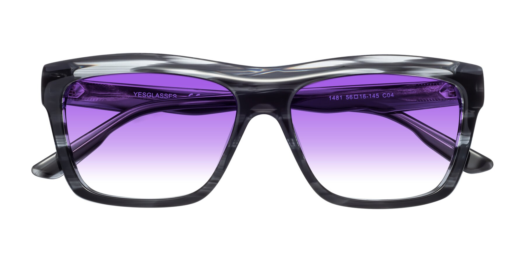 Folded Front of 1481 in Stripe with Purple Gradient Lenses