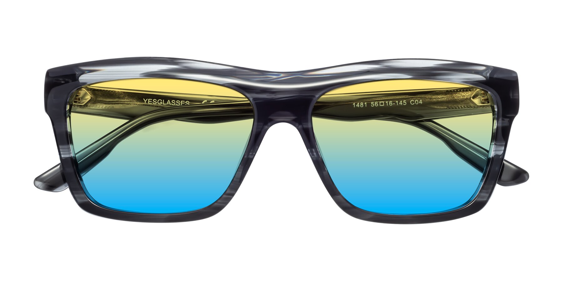 Folded Front of 1481 in Stripe with Yellow / Blue Gradient Lenses
