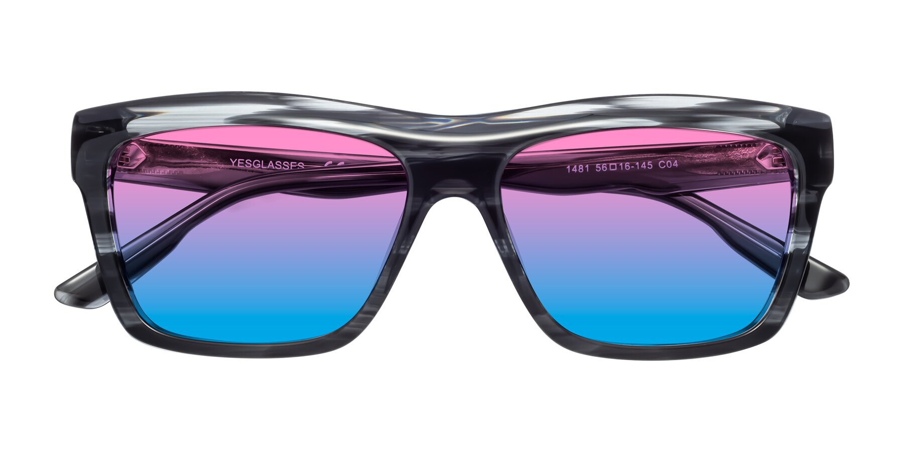 Folded Front of 1481 in Stripe with Pink / Blue Gradient Lenses