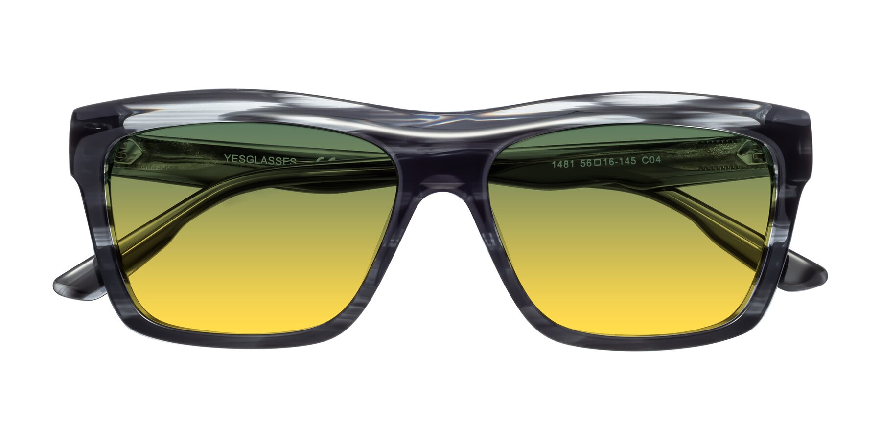 Folded Front of 1481 in Stripe with Green / Yellow Gradient Lenses
