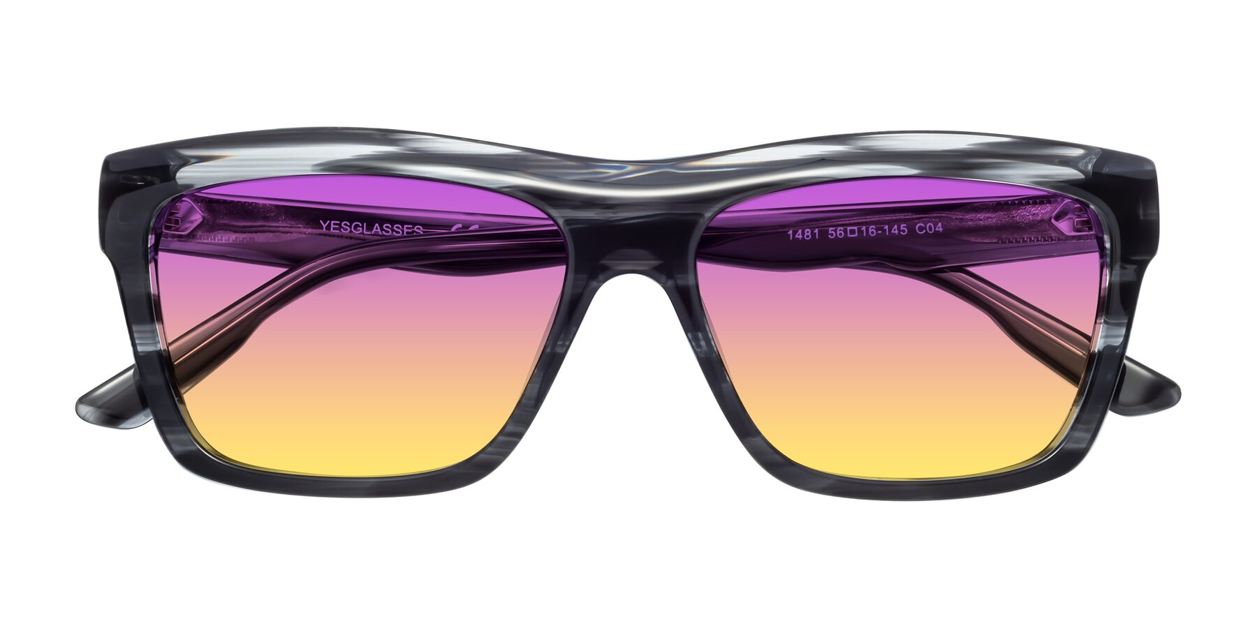 Folded Front of 1481 in Stripe with Purple / Yellow Gradient Lenses