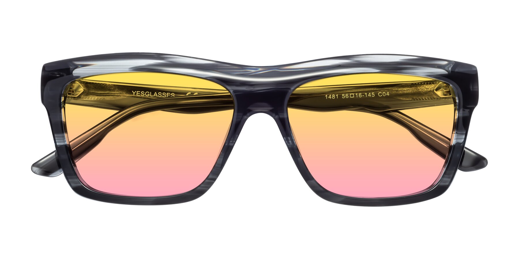 Folded Front of 1481 in Stripe with Yellow / Pink Gradient Lenses