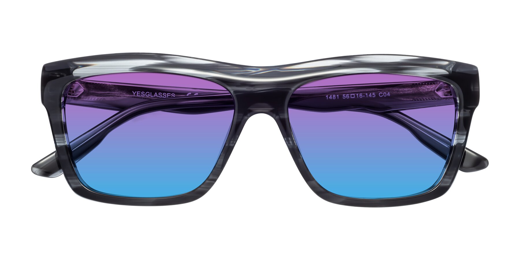 Folded Front of 1481 in Stripe with Purple / Blue Gradient Lenses