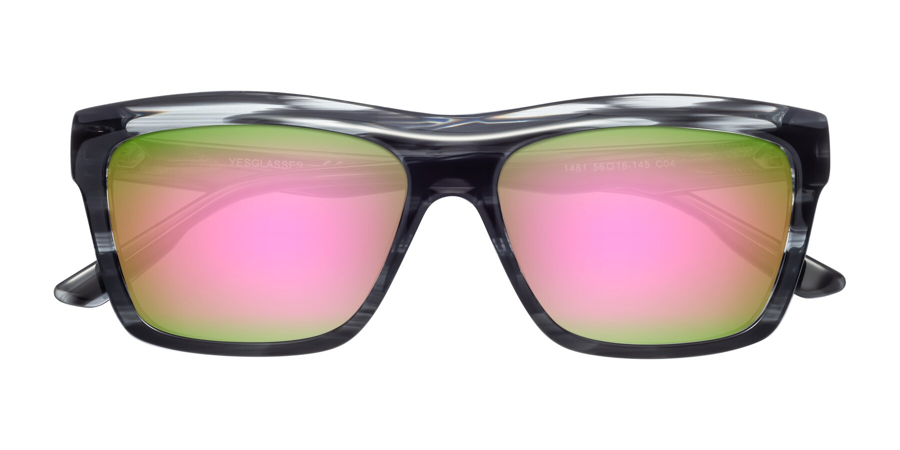 Folded Front of 1481 in Stripe with Pink Mirrored Lenses