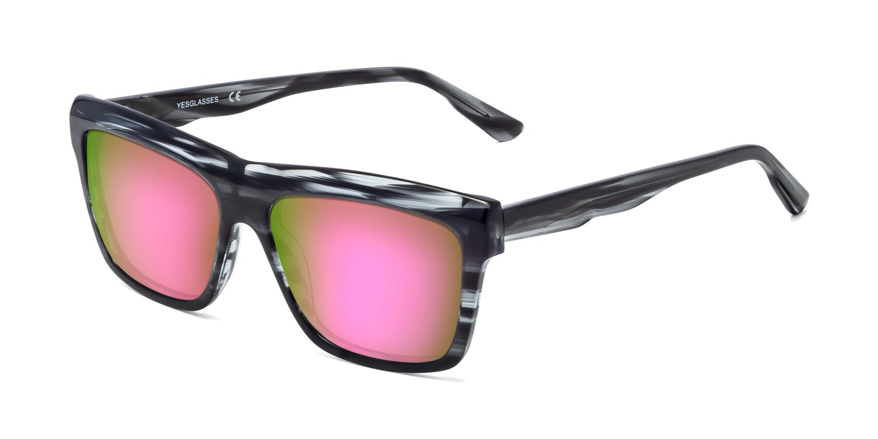 Angle of 1481 in Stripe with Pink Mirrored Lenses