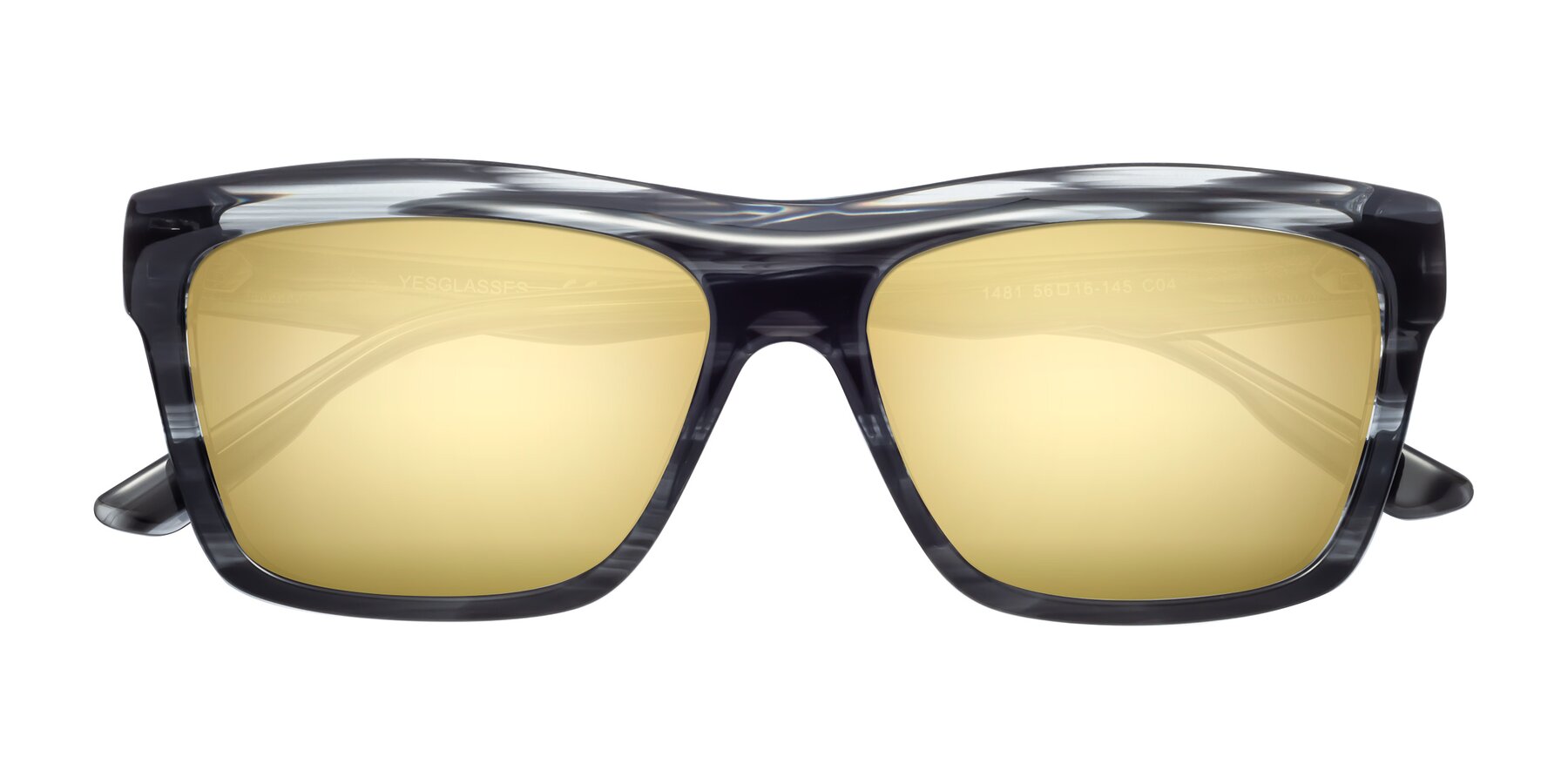Folded Front of 1481 in Stripe with Gold Mirrored Lenses