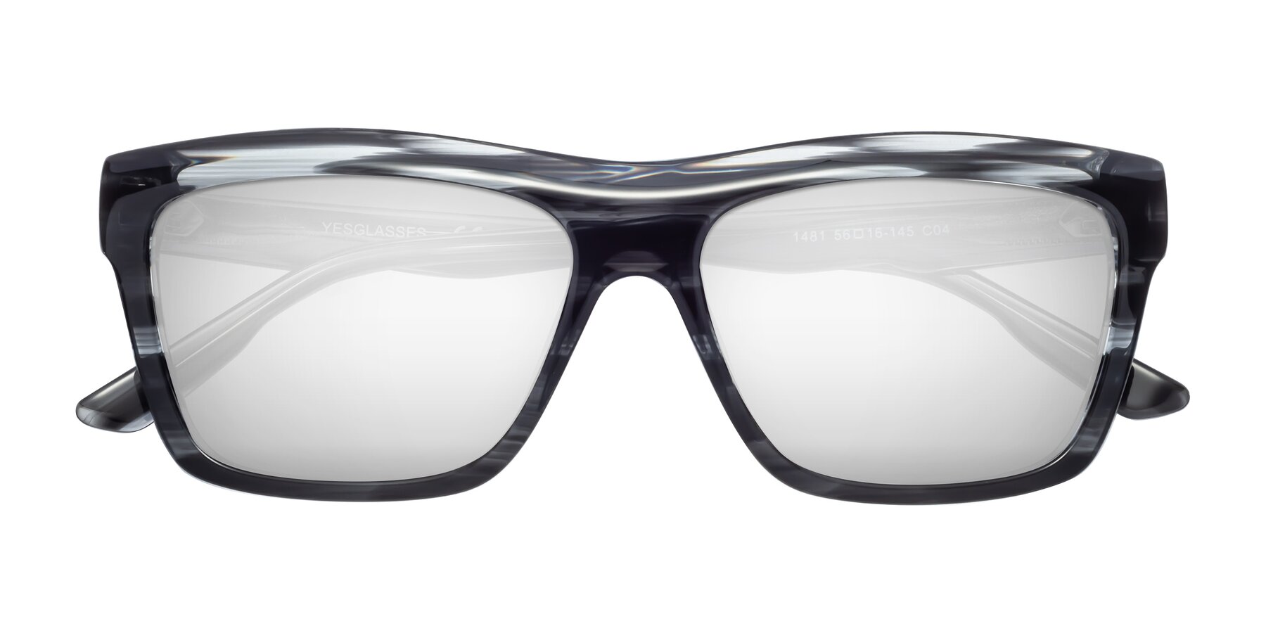 Folded Front of 1481 in Stripe with Silver Mirrored Lenses
