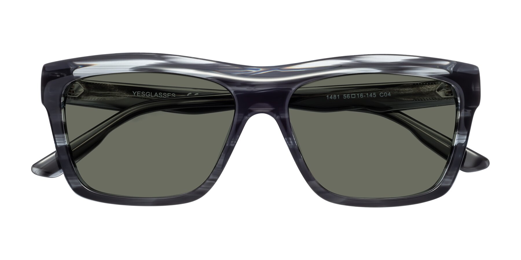 Folded Front of 1481 in Stripe with Gray Polarized Lenses