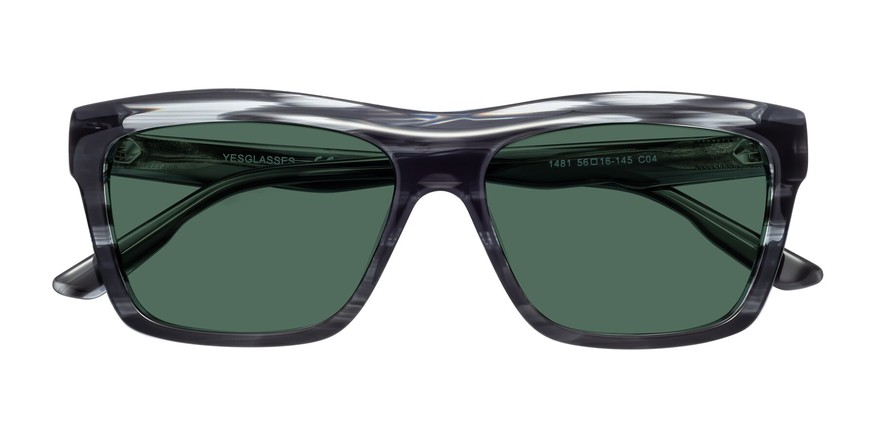 Folded Front of 1481 in Stripe with Green Polarized Lenses