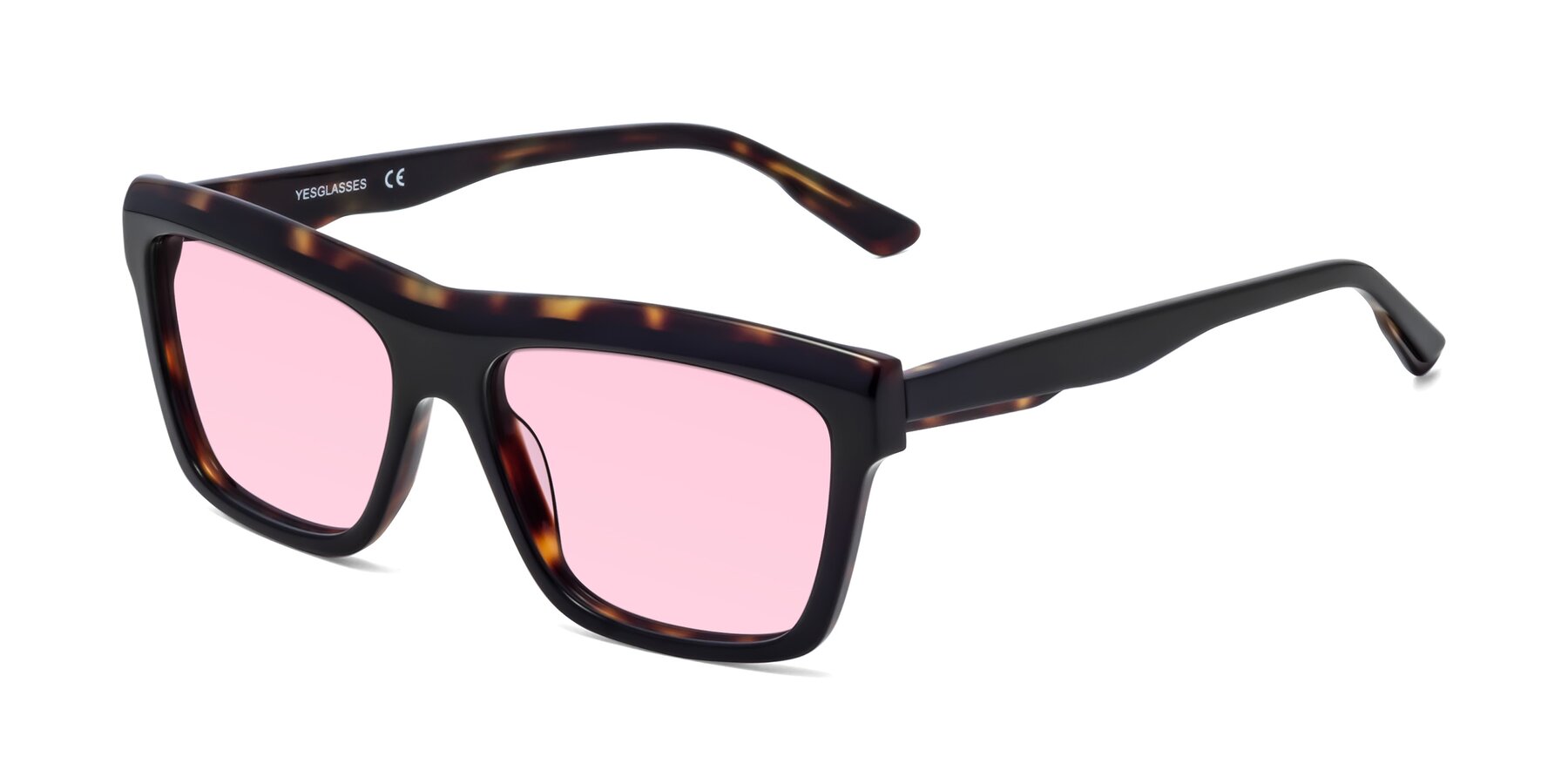 Angle of 1481 in Tortoise with Light Pink Tinted Lenses
