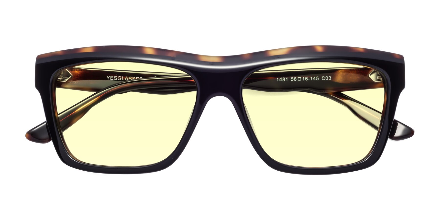 Folded Front of 1481 in Tortoise with Light Yellow Tinted Lenses