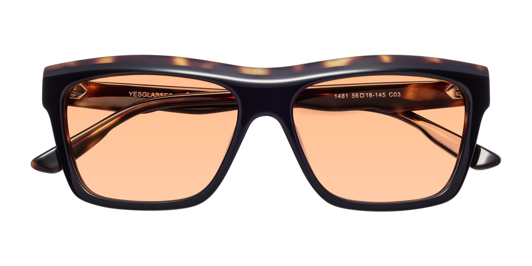 Folded Front of 1481 in Tortoise with Light Orange Tinted Lenses