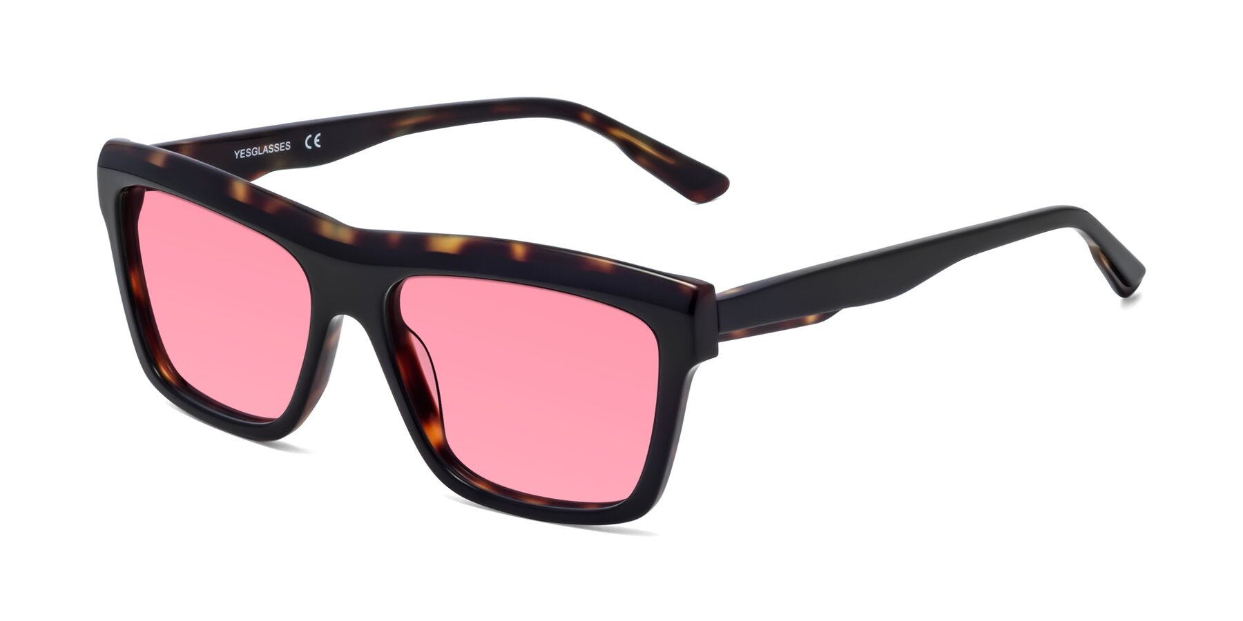 Angle of 1481 in Tortoise with Medium Pink Tinted Lenses